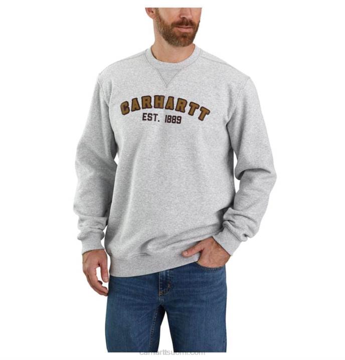 kanervanharmaa miehet Carhartt löysä istuvuus, keskipainoinen pyöreäkaula-logoinen collegepaita 4NNJ45