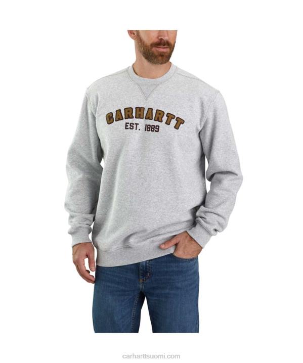 kanervanharmaa miehet Carhartt löysä istuvuus, keskipainoinen pyöreäkaula-logoinen collegepaita 4NNJ45