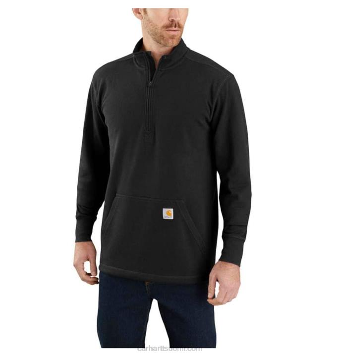 musta miehet Carhartt rento istuvuus raskas pitkähihainen 1/2 vetoketjullinen lämpöpaita 4NNJ48