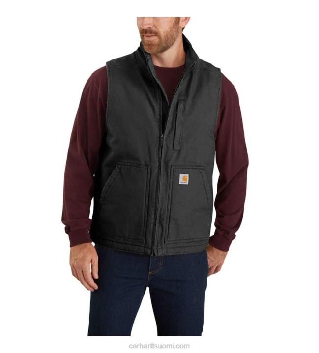 musta miehet Carhartt löysä istuvuus pesty ankka sherpa-vuorattu pila-kaulusliivi 4NNJ107