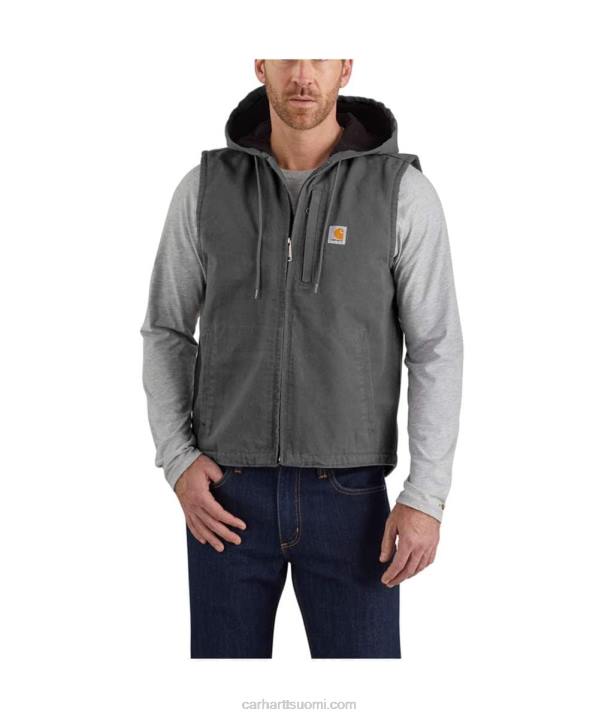 musta miehet Carhartt rento istuvuus pesty ankan fleecevuorattu hupullinen liivi 4NNJ106