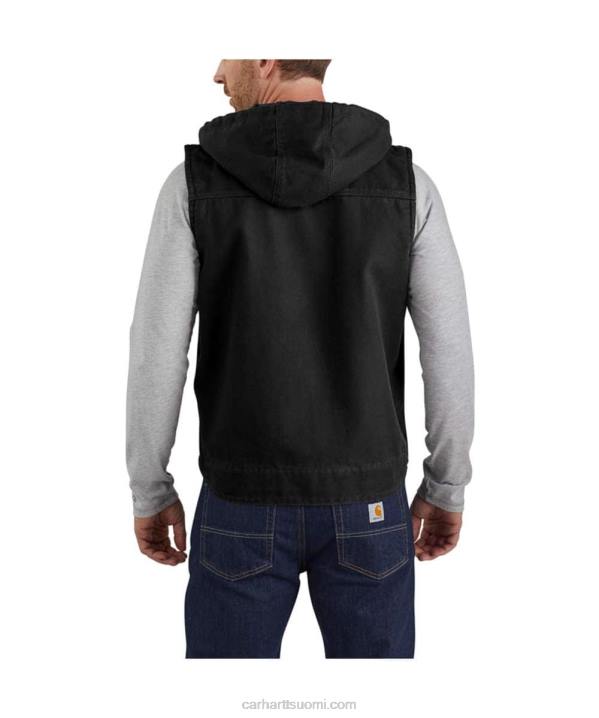 musta miehet Carhartt rento istuvuus pesty ankan fleecevuorattu hupullinen liivi 4NNJ106