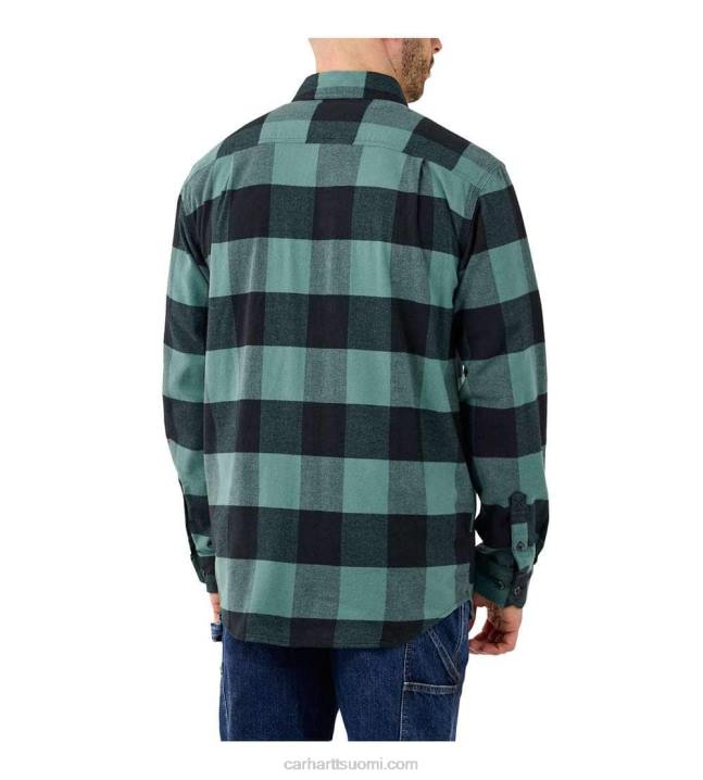 maltaat miehet Carhartt jäykkä flex rento istuvuus keskipainoinen flanelli pitkähihainen ruudullinen paita 4NNJ110