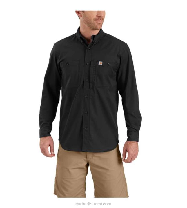 musta miehet Carhartt Kestävä ammattisarjan rento istuvuus canvas pitkähihainen työpaita 4NNJ114