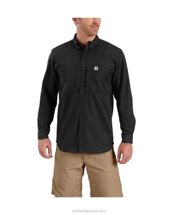 musta miehet Carhartt Kestävä ammattisarjan rento istuvuus canvas pitkähihainen työpaita 4NNJ114