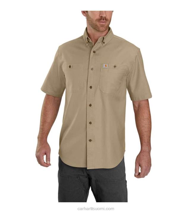 tumma khaki miehet Carhartt Kestävä flex rigby lyhythihainen työpaita 4NNJ113