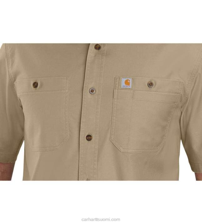 tumma khaki miehet Carhartt Kestävä flex rigby lyhythihainen työpaita 4NNJ113