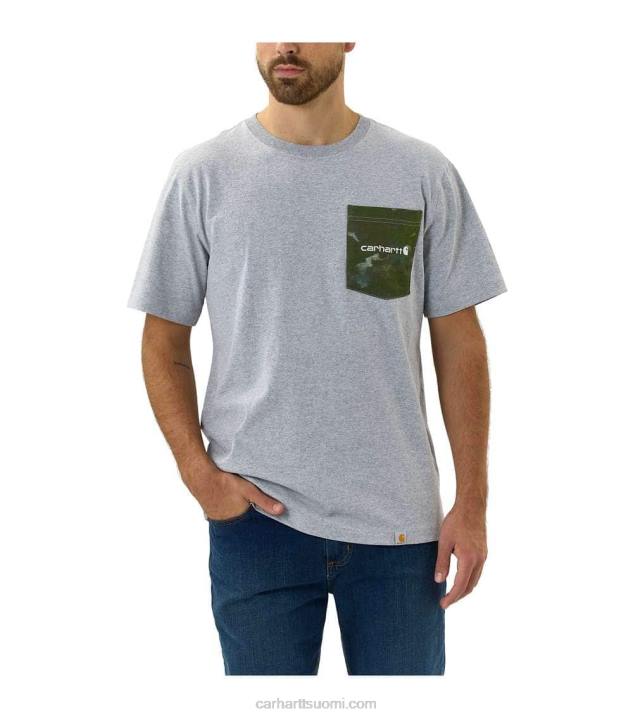 kanervanharmaa miehet Carhartt rennon mallin raskas lyhythihainen camo-taskuinen graafinen t-paita 4NNJ135