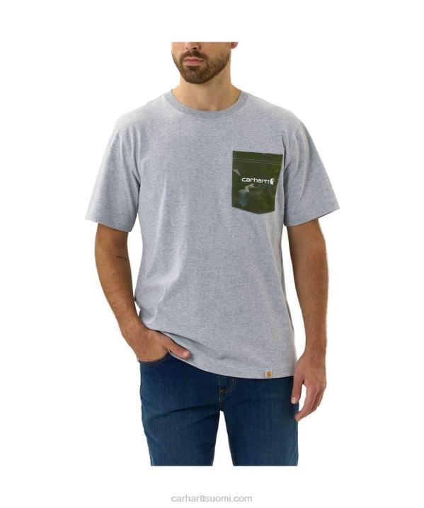 kanervanharmaa miehet Carhartt rennon mallin raskas lyhythihainen camo-taskuinen graafinen t-paita 4NNJ135