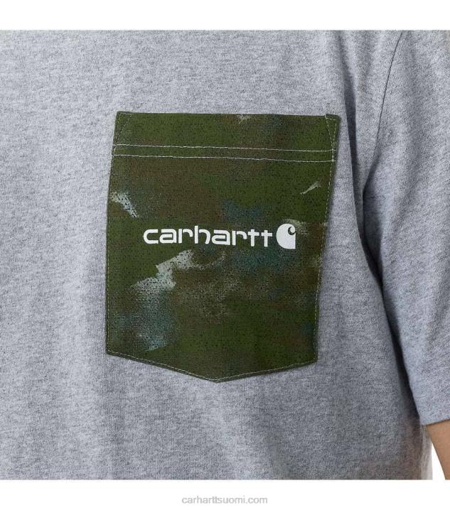 kanervanharmaa miehet Carhartt rennon mallin raskas lyhythihainen camo-taskuinen graafinen t-paita 4NNJ135