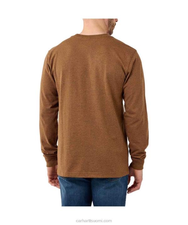 öljytty saksanpähkinä kanerva miehet Carhartt rennon istuvuuden raskas pitkähihainen camo-logograafinen t-paita 4NNJ141
