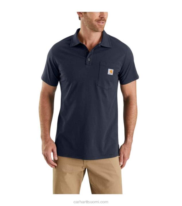 musta miehet Carhartt Force rento istuvuus keskipainoinen lyhythihainen taskupoolo 4NNJ131