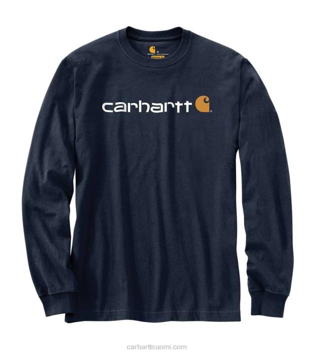 musta miehet Carhartt rennon istuvuuden raskas pitkähihainen logograafinen t-paita 4NNJ128