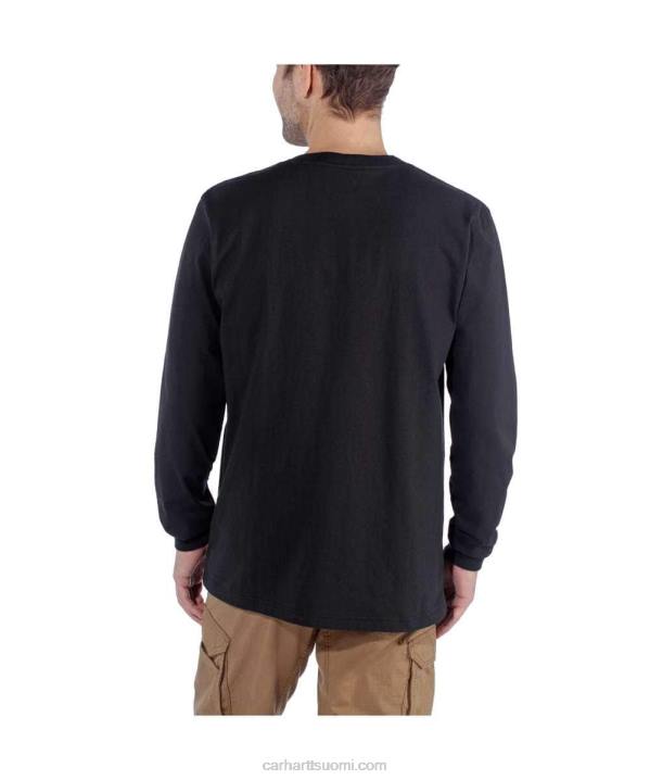 musta miehet Carhartt rennon istuvuuden raskas pitkähihainen logograafinen t-paita 4NNJ128