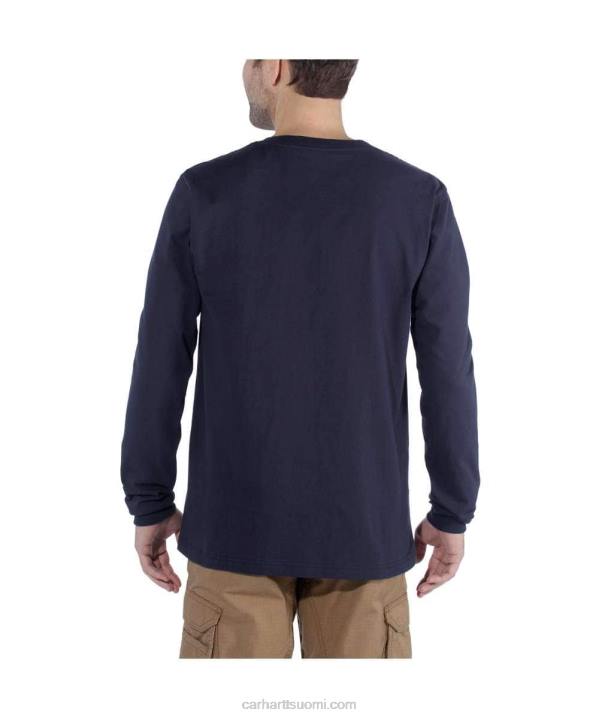 musta miehet Carhartt rennon istuvuuden raskas pitkähihainen logograafinen t-paita 4NNJ128