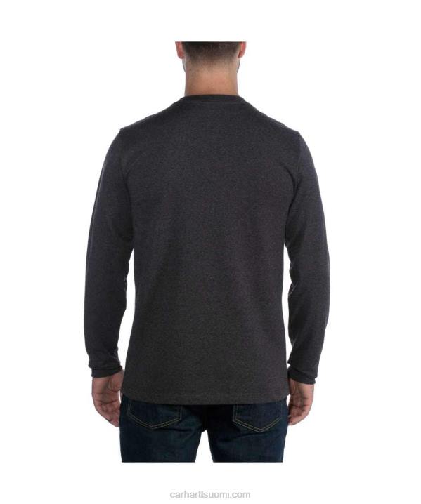 musta miehet Carhartt rennon istuvuuden raskas pitkähihainen logograafinen t-paita 4NNJ128