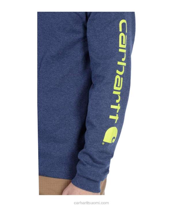 musta miehet Carhartt rennon istuvuuden raskas pitkähihainen logohihainen graafinen t-paita 4NNJ130