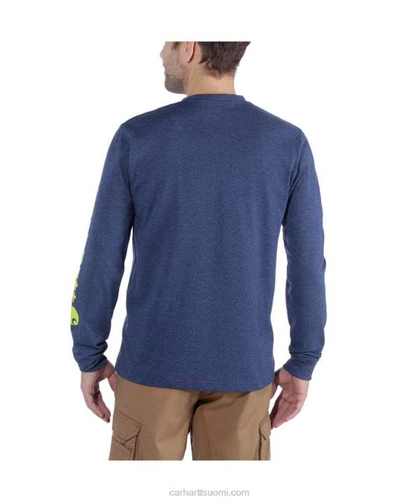 musta miehet Carhartt rennon istuvuuden raskas pitkähihainen logohihainen graafinen t-paita 4NNJ130