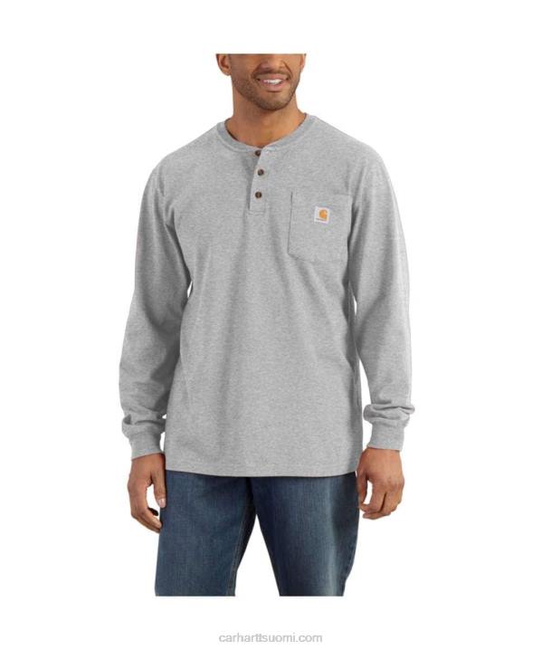 musta miehet Carhartt väljä istuvuus raskas pitkähihainen tasku Henley t-paita 4NNJ126