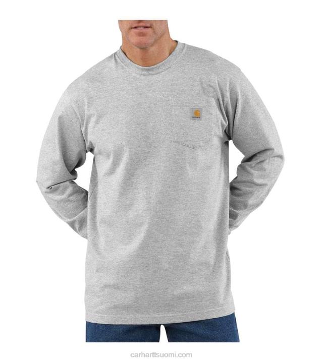 musta miehet Carhartt väljä istuvuus raskas pitkähihainen tasku t-paita 4NNJ123