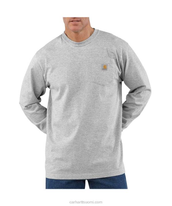 musta miehet Carhartt väljä istuvuus raskas pitkähihainen tasku t-paita 4NNJ123