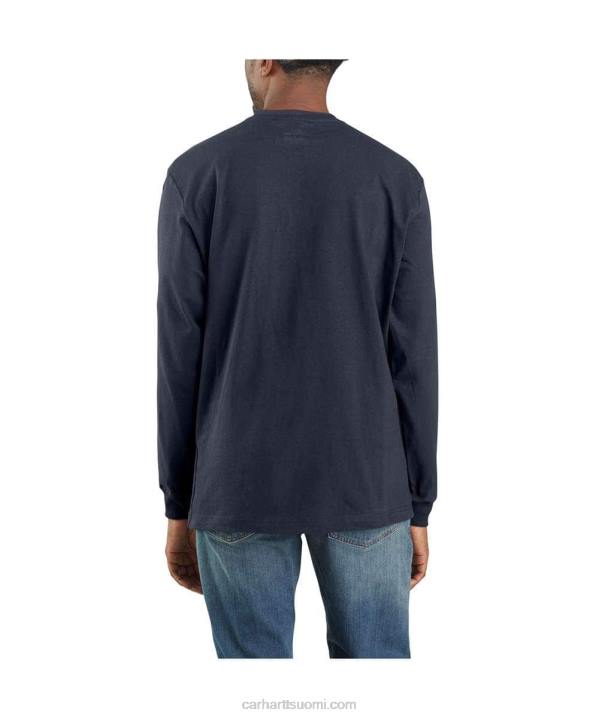 musta miehet Carhartt väljä istuvuus raskas pitkähihainen tasku t-paita 4NNJ123
