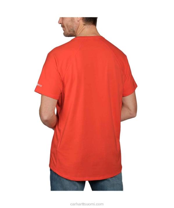 taivaansininen miehet Carhartt force rented fit keskipainoinen lyhythihainen block-logograafinen t-paita 4NNJ133