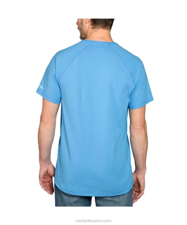 taivaansininen miehet Carhartt force rented fit keskipainoinen lyhythihainen block-logograafinen t-paita 4NNJ133