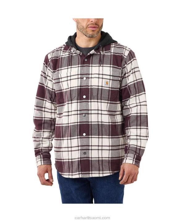 jalava miehet Carhartt jäykkä flex rento istuvuus flanelli fleecevuorattu hupullinen paita jac 4NNJ21
