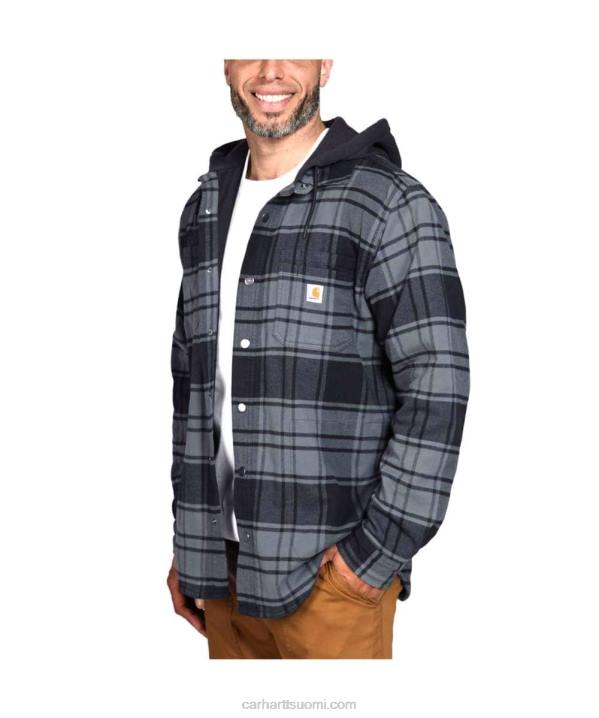 jalava miehet Carhartt jäykkä flex rento istuvuus flanelli fleecevuorattu hupullinen paita jac 4NNJ21