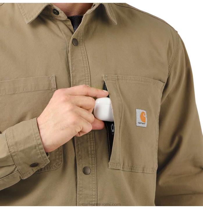 musta miehet Carhartt jykevä, joustava, rento istuvuus canvas-fleecevuorattu paitapusero 4NNJ28
