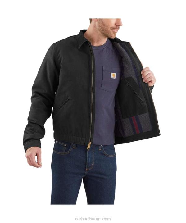 musta miehet Carhartt rennon istuvuuden ankkahuopa vuorattu detroit-takki 4NNJ17