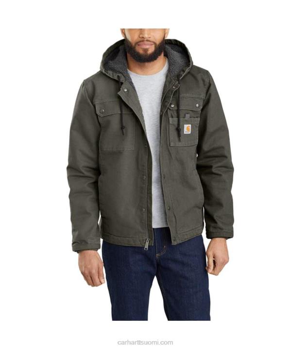 musta miehet Carhartt rento istuvuus pesty ankkasherpa-vuorattu yleistakki 4NNJ14