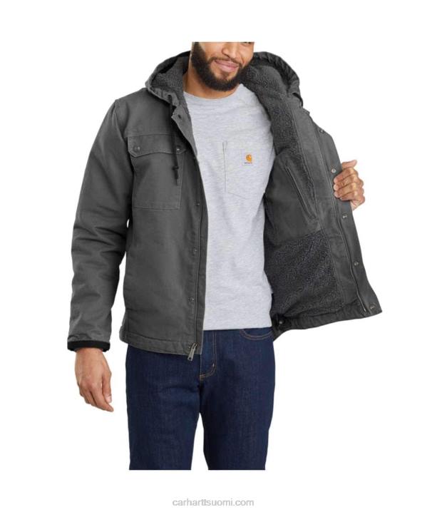 musta miehet Carhartt rento istuvuus pesty ankkasherpa-vuorattu yleistakki 4NNJ14