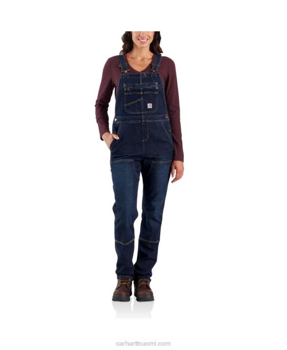 keskiyön taivas naiset Carhartt Kestävä flex denim kaksinkertainen ruokalappuhaalari edessä 4NNJ219