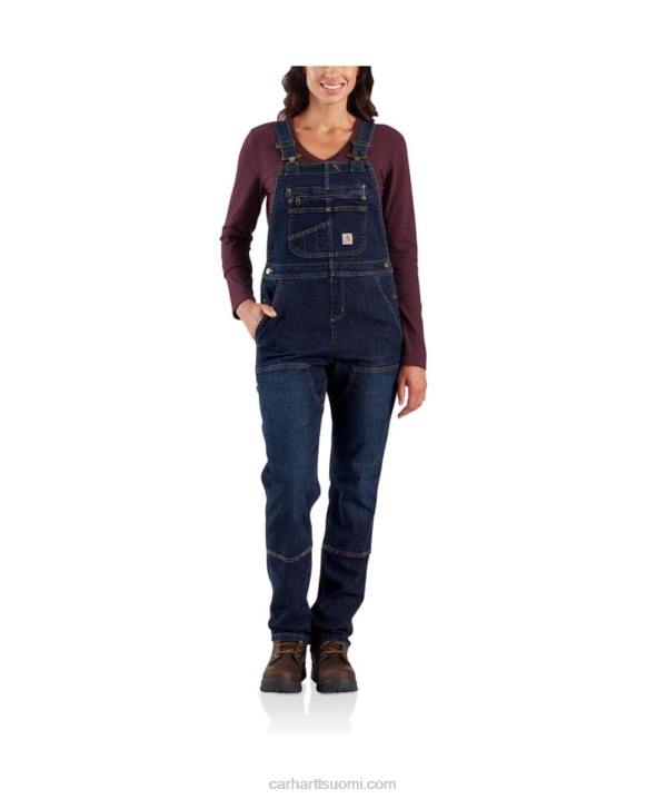 keskiyön taivas naiset Carhartt Kestävä flex denim kaksinkertainen ruokalappuhaalari edessä 4NNJ219