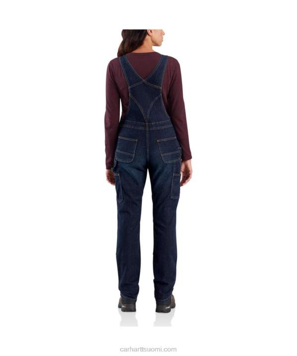 keskiyön taivas naiset Carhartt Kestävä flex denim kaksinkertainen ruokalappuhaalari edessä 4NNJ219