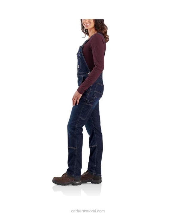 keskiyön taivas naiset Carhartt Kestävä flex denim kaksinkertainen ruokalappuhaalari edessä 4NNJ219
