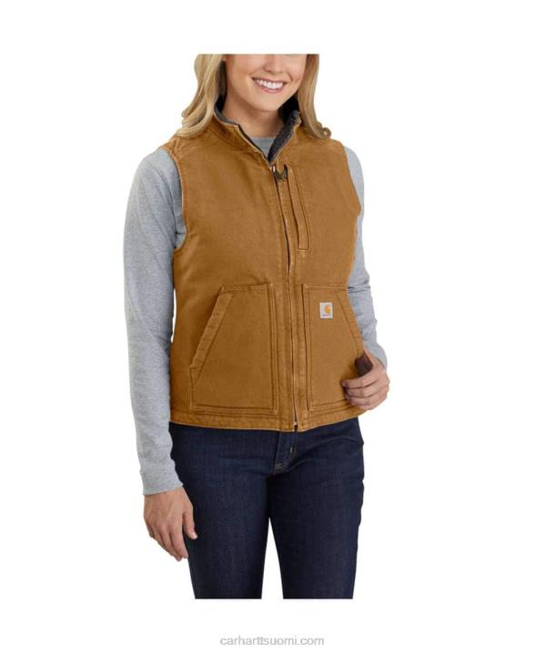 carhartt ruskea naiset Carhartt rento istuvuus pesty ankka sherpa vuorattu mock kaula liivi 4NNJ222