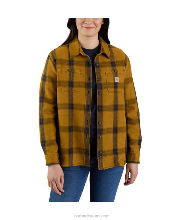 carhartt ruskea naiset Carhartt väljä istuvuus raskas twill pitkähihainen ruudullinen paita 4NNJ248
