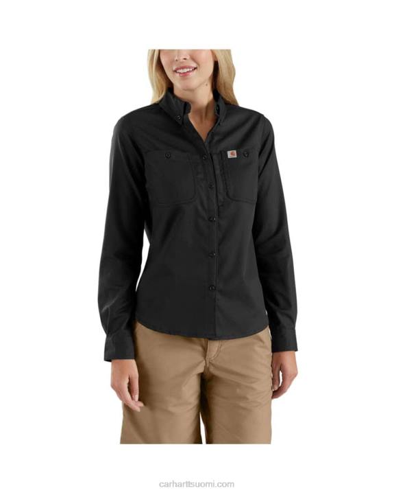 musta naiset Carhartt Kestävä ammattisarjan rento istuvuus canvas pitkähihainen työpaita 4NNJ250