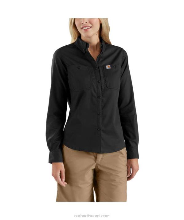 musta naiset Carhartt Kestävä ammattisarjan rento istuvuus canvas pitkähihainen työpaita 4NNJ250