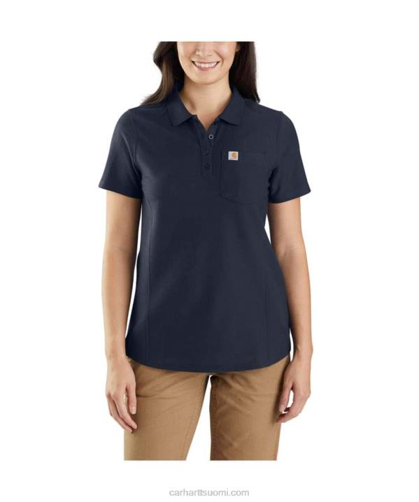 laivasto naiset Carhartt w rento istuvuus keskipainoinen lyhythihainen taskupoolo 4NNJ228