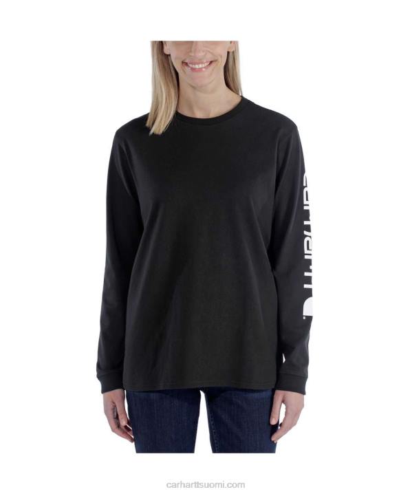 tuhka ruusu naiset Carhartt väljä istuvuus raskas pitkähihainen logohihainen graafinen t-paita 4NNJ230