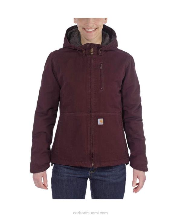 syvä viini/varjo naiset Carhartt täysin swing löysä istuvuus pesty ankka sherpa vuorattu takki 4NNJ188